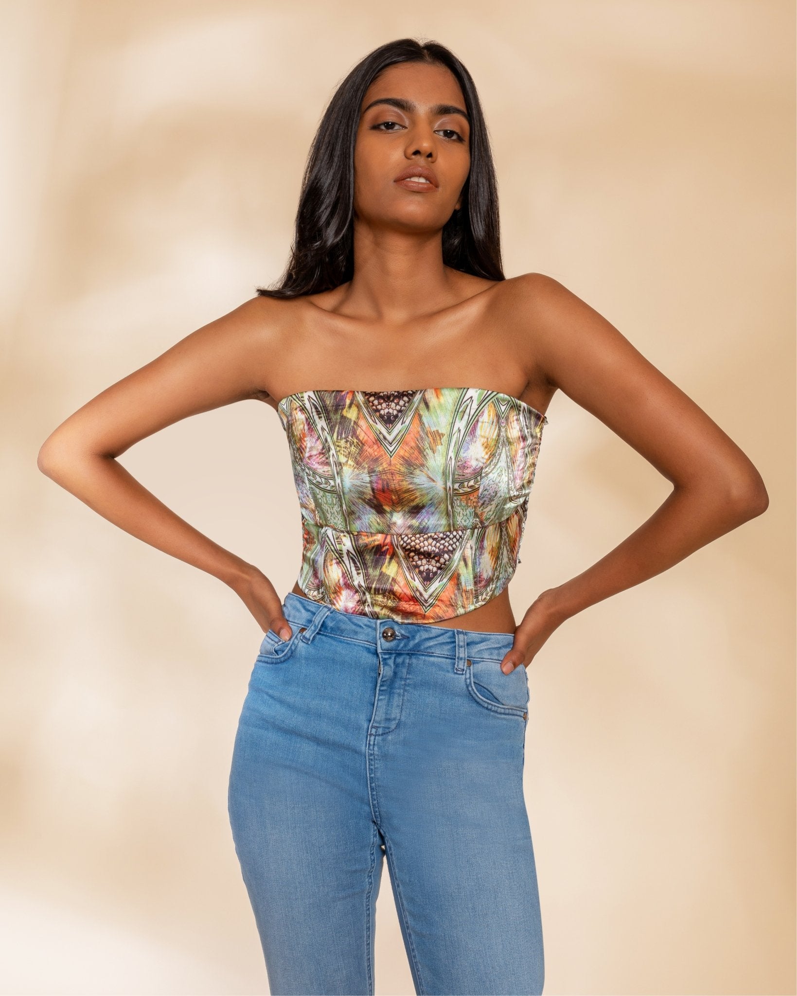 Polyester Tube Top Bandeau Short Crop Tops
