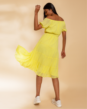 Yellow Midi Dress - Peach - Dress - Midi Dress