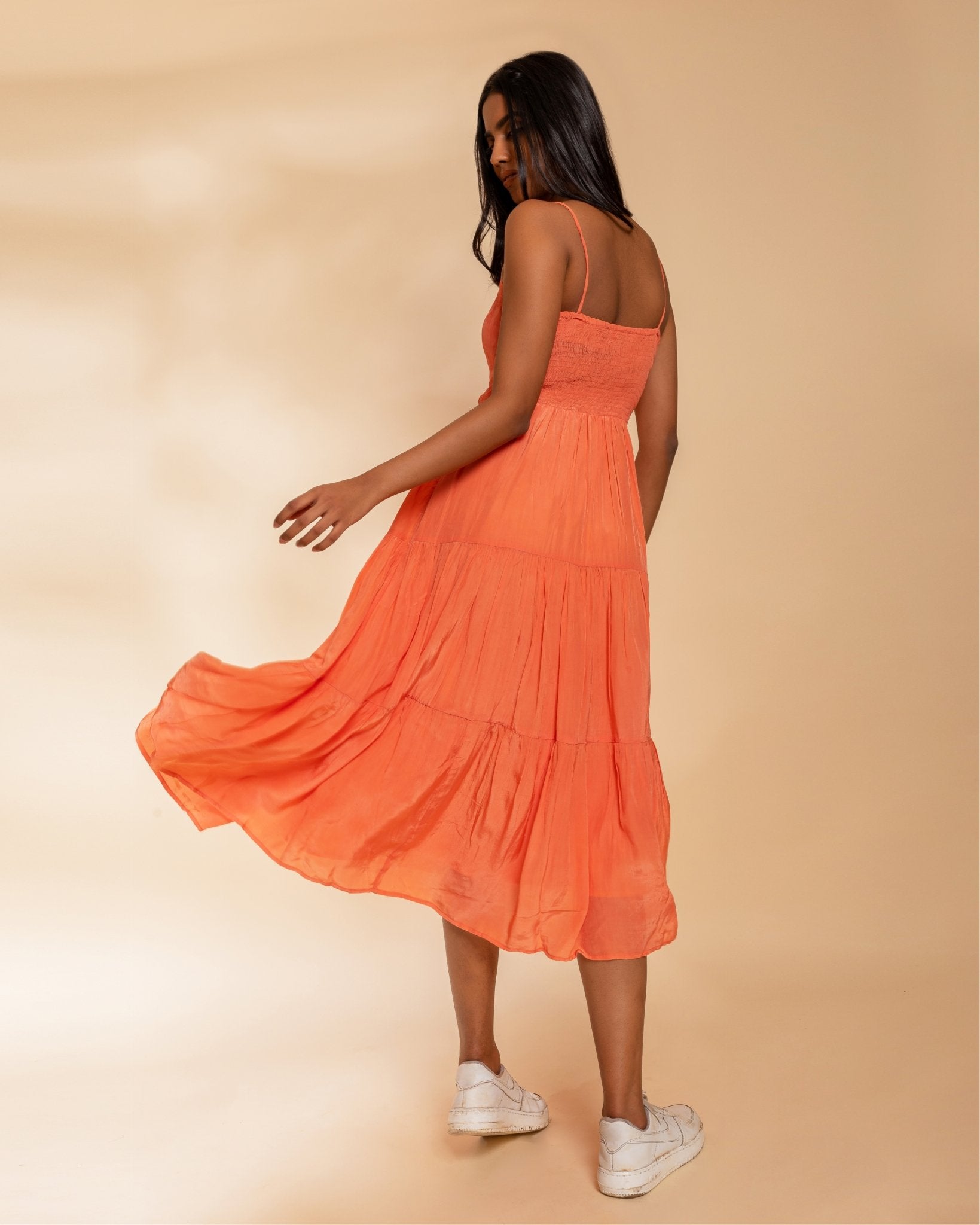 Aaliyah Dress - Peach - Dress - Midi Dress