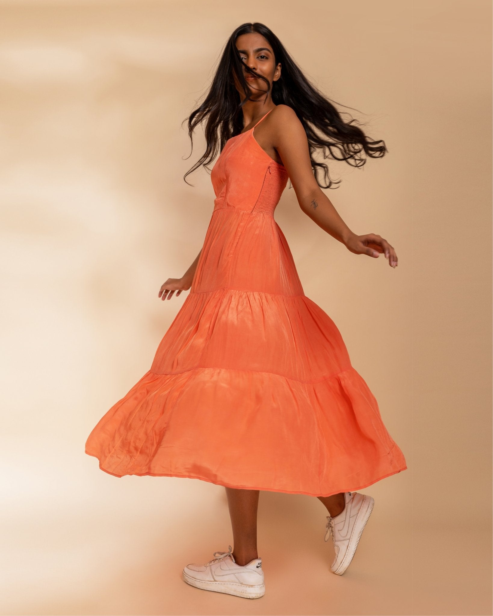 Aaliyah Dress - Peach - Dress - Midi Dress