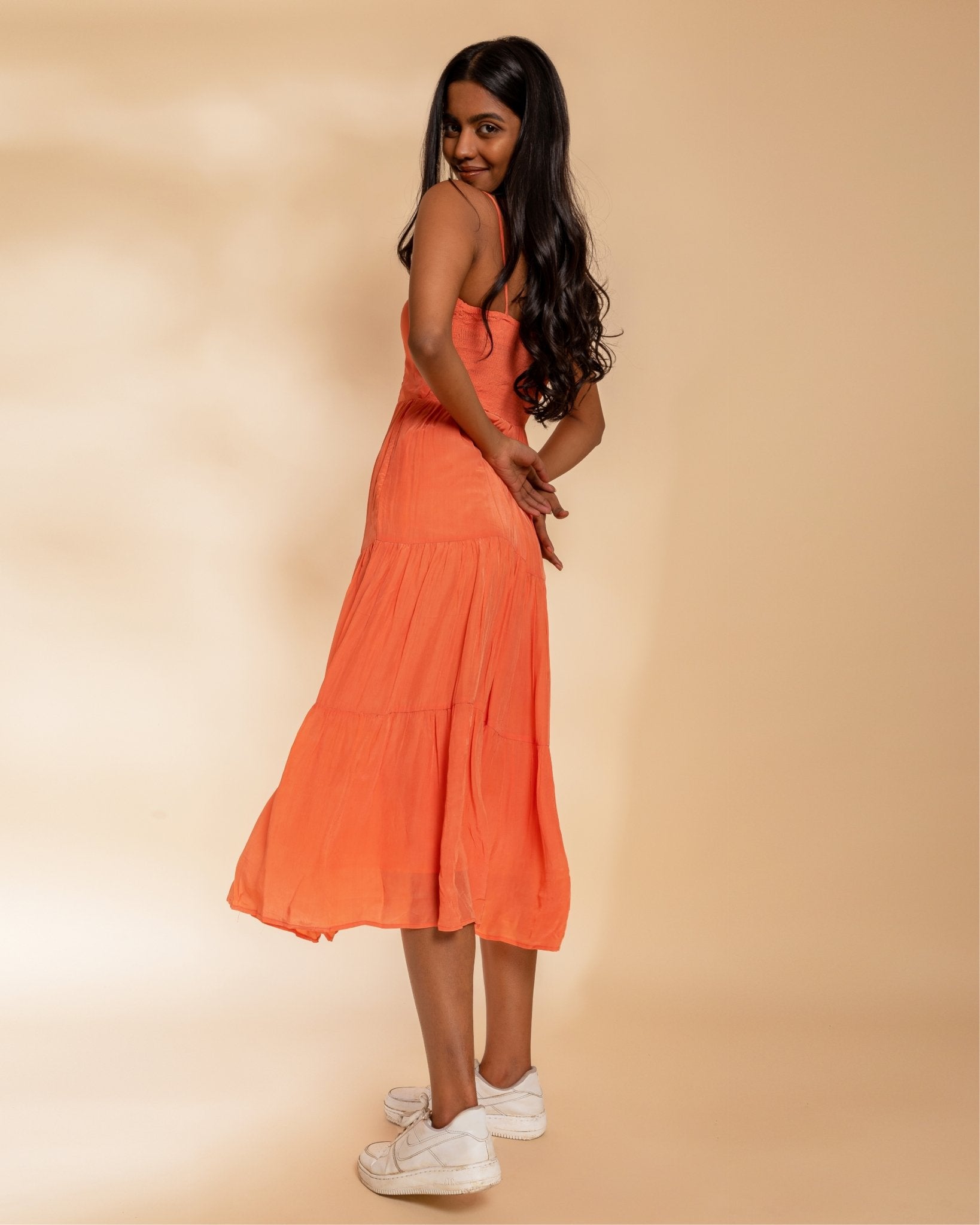 Aaliyah Dress - Peach - Dress - Midi Dress