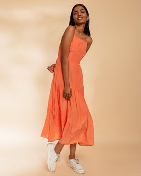 Aaliyah Dress - Peach - Dress - Midi Dress