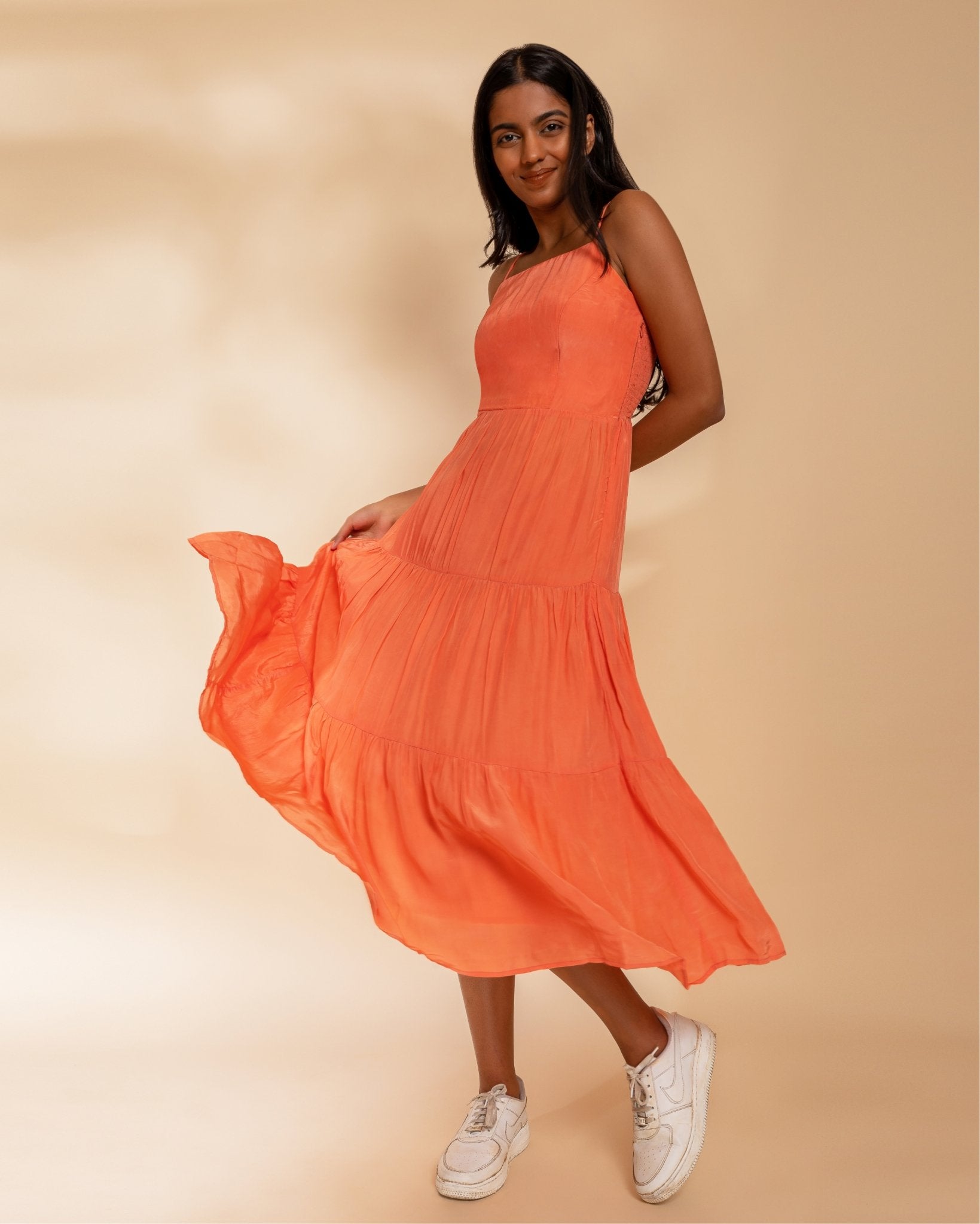 Aaliyah Dress - Peach - Dress - Midi Dress