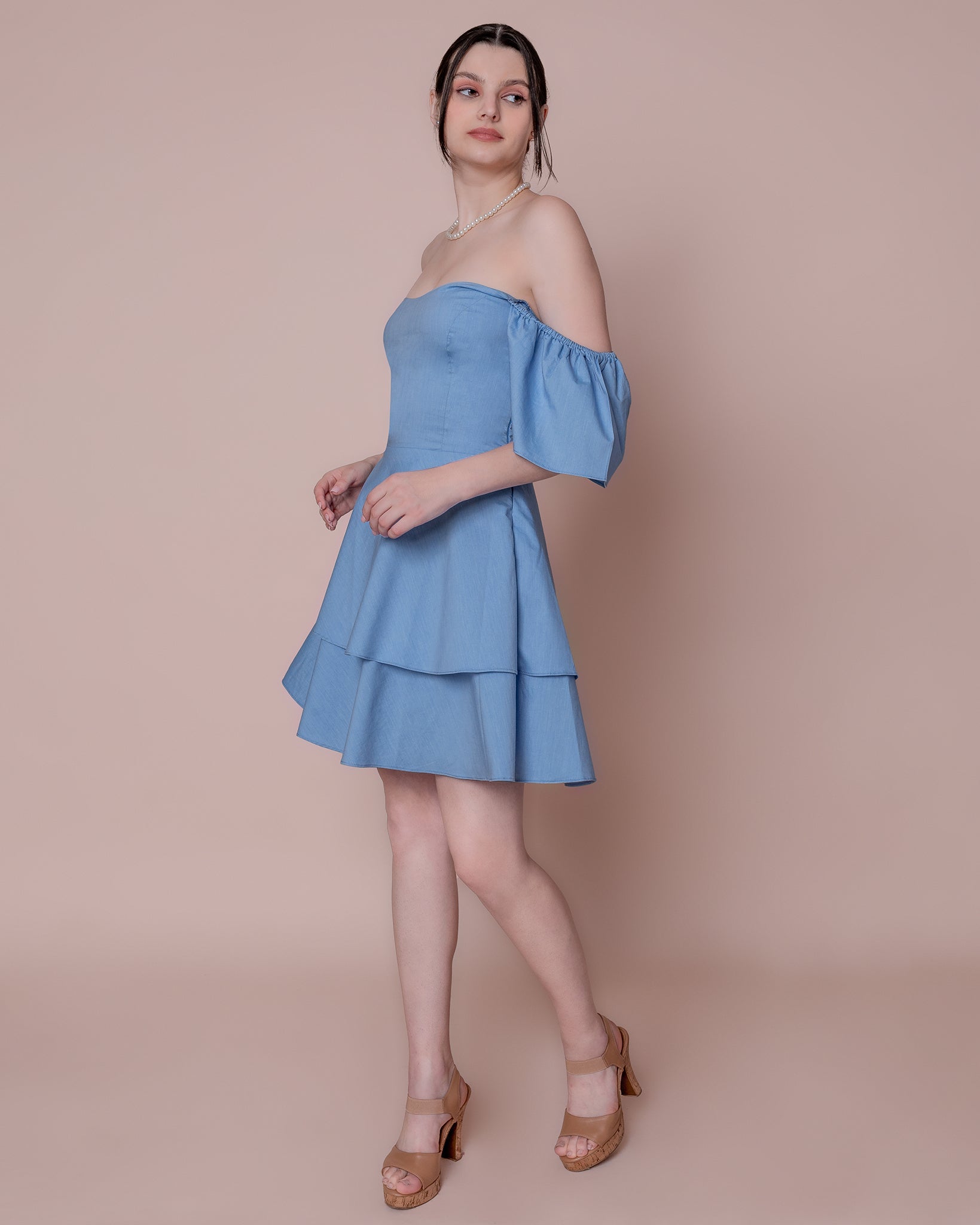 Grace Kelly Dress - Peach - Dress - Mini Dress