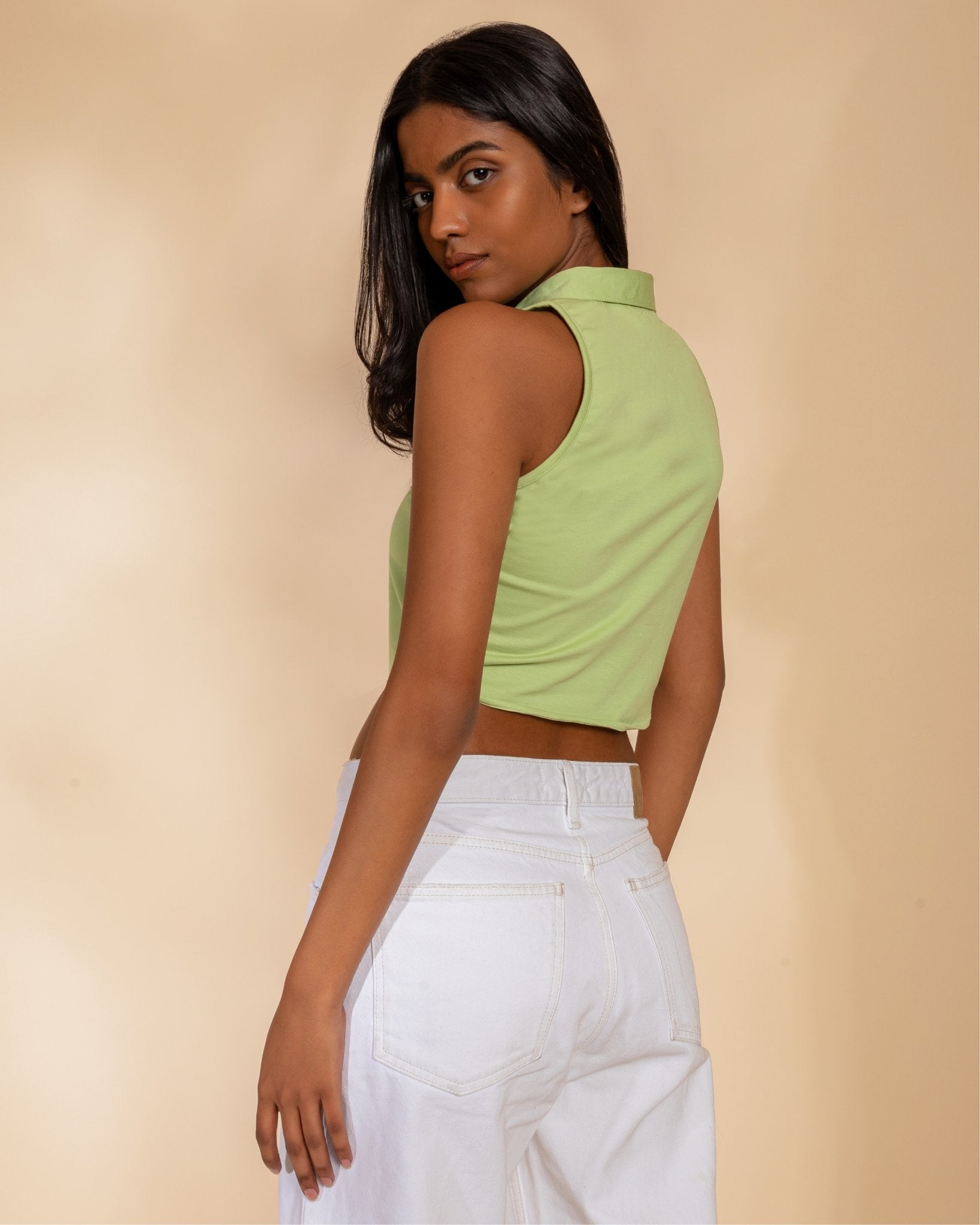 Mint Green Crop Top - Peach - Peach - Tops